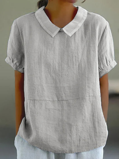 Zinnia | Women's Linen Short-Sleeve Blouse Elegant for Warm Days