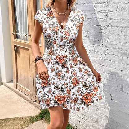 Image of Ellen | Women's V-Neck A-Line Mini Dress