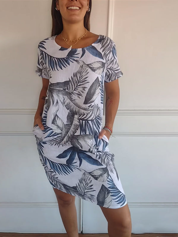 Image of Emily | Women's Floral Print Casual T-Shirt Dress