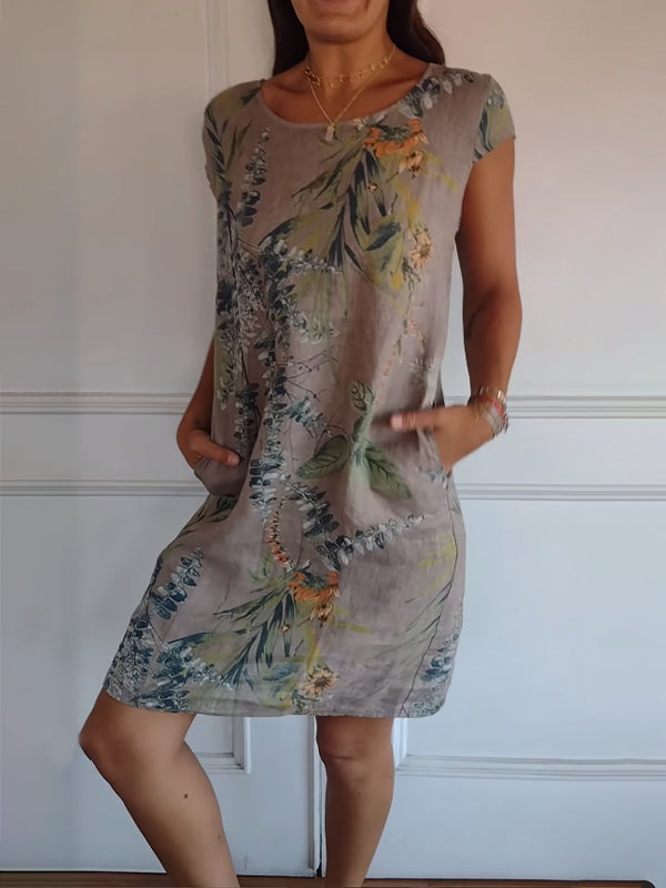 Image of Emily | Women's Floral Print Casual T-Shirt Dress