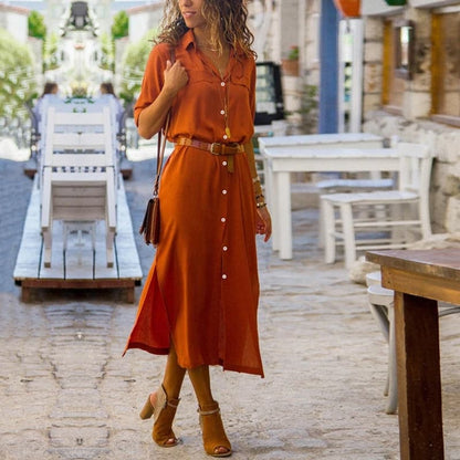 Casual Women's Classic Shirt Dress - Olytrend