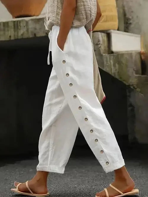Women's casual pants with buttons | Loose fit