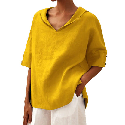 Women's Casual V-Neck Half-Sleeve Blouse – Casual Everyday Fashion with Modern Cut