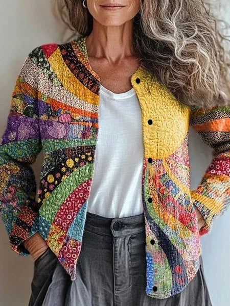 Women's Patchwork Print Cardigan | With Buttons