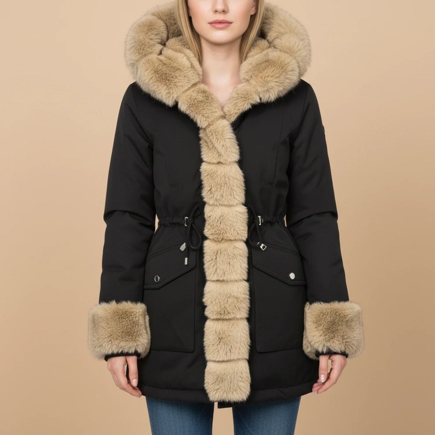 Warm Fleece Lined Hoodie Coat for Ladies