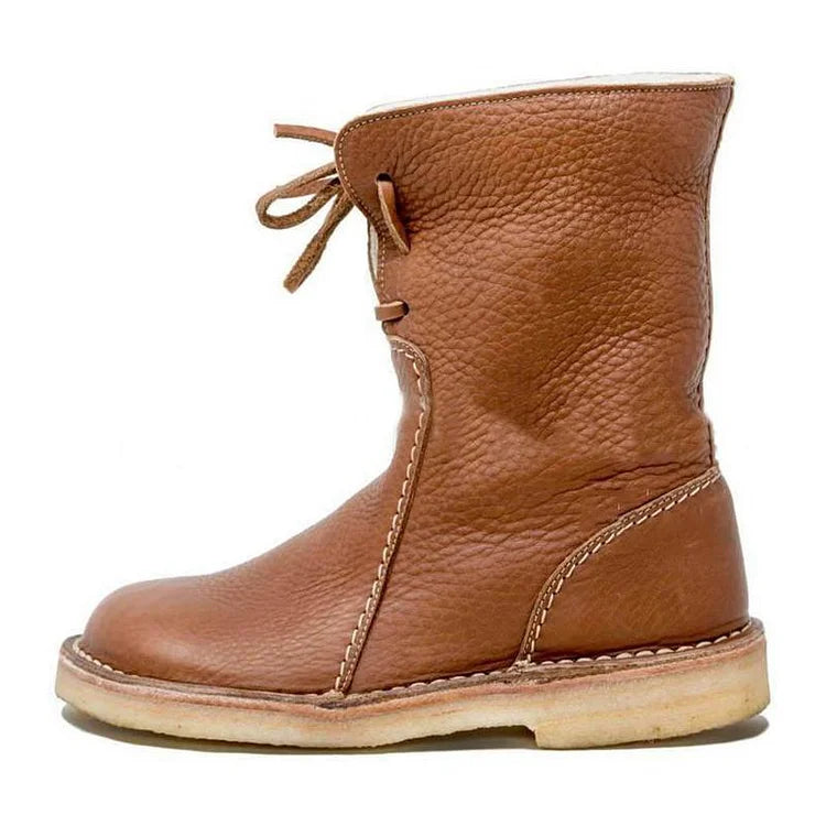 Velinova™ | Women’s Retro Plush Lace-Up Snow Boots