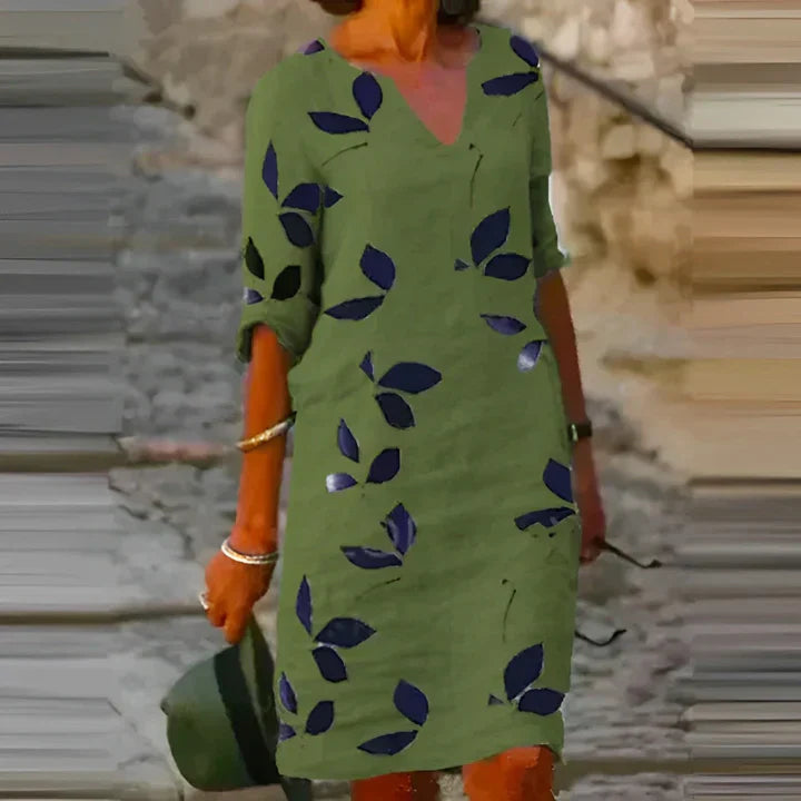 Women's Mavis Summer Dress: A Gorgeous Leaf-Print Design