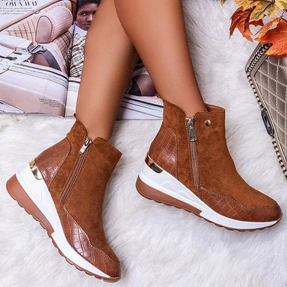 Women's Winter Wedge Boots | With Zipper