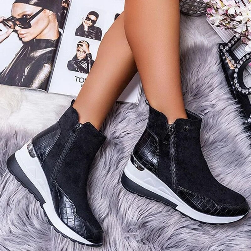 Women's Winter Wedge Boots | With Zipper