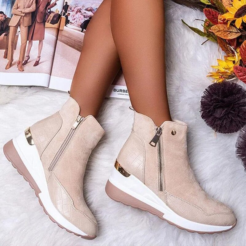 Women's Winter Wedge Boots | With Zipper