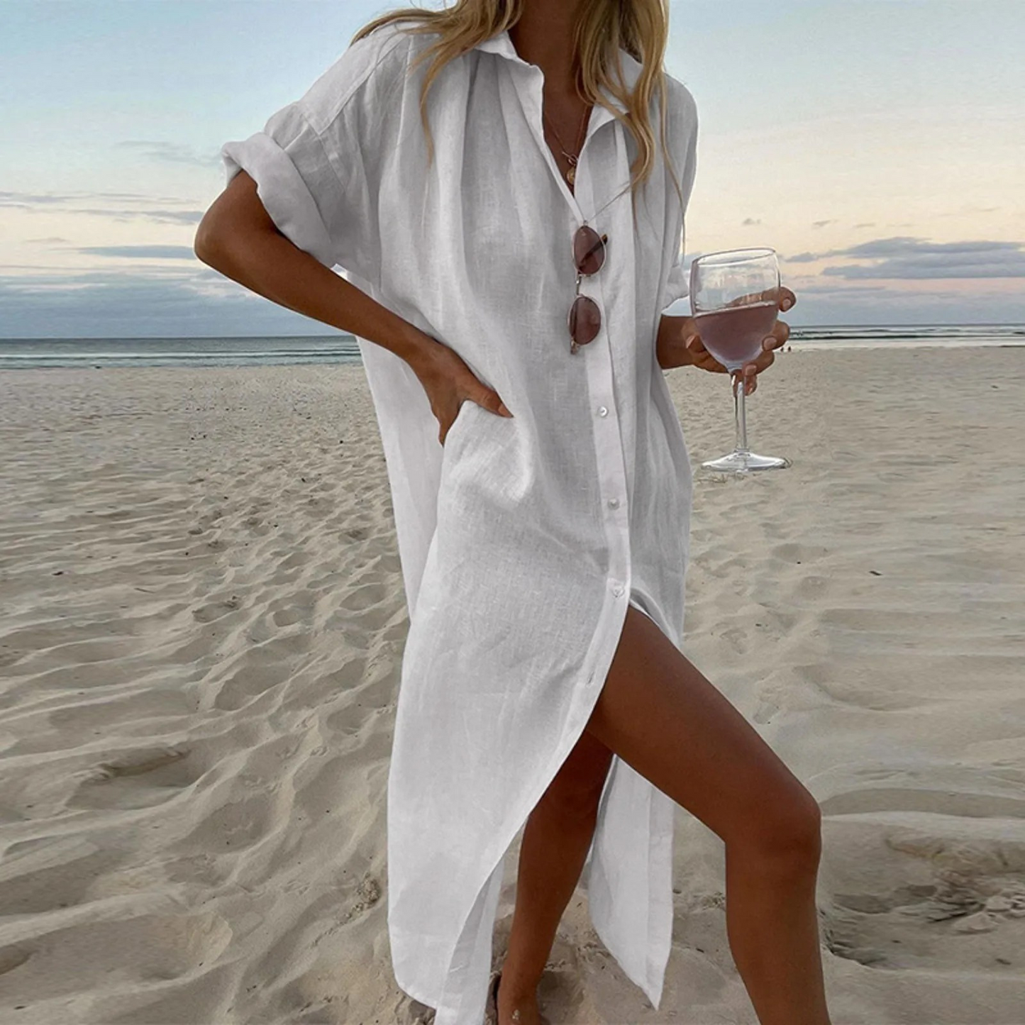 Charline | Elegant Shirt Dress With Slits – Refined And Modern Style