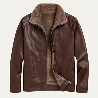 Warm Mens Leather Biker Fleece Lined Jacket Coat - Nocini