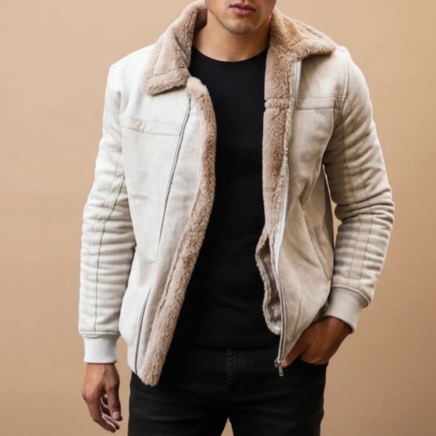 Warm Cozy Women's Bomber Jacket with Fleece Collar