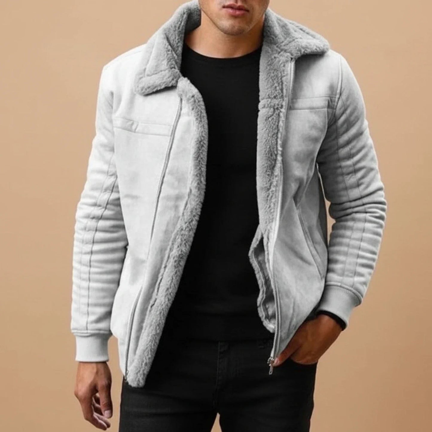 Warm Cozy Women's Bomber Jacket with Fleece Collar