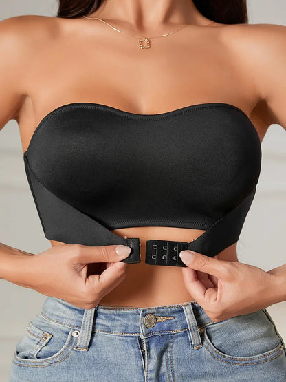 Women's bra | Strapless & Push-Up | Stretch silicone & front closure | Plain tube top