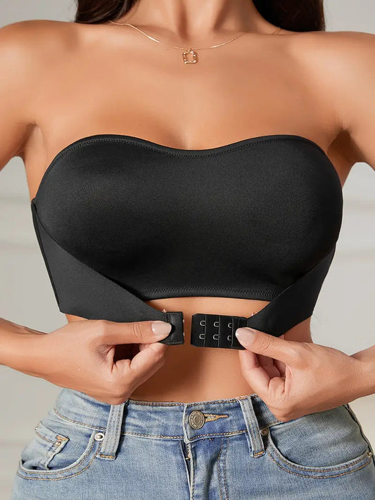 Women's bra | Strapless & Push-Up | Stretch silicone & front closure | Plain tube top