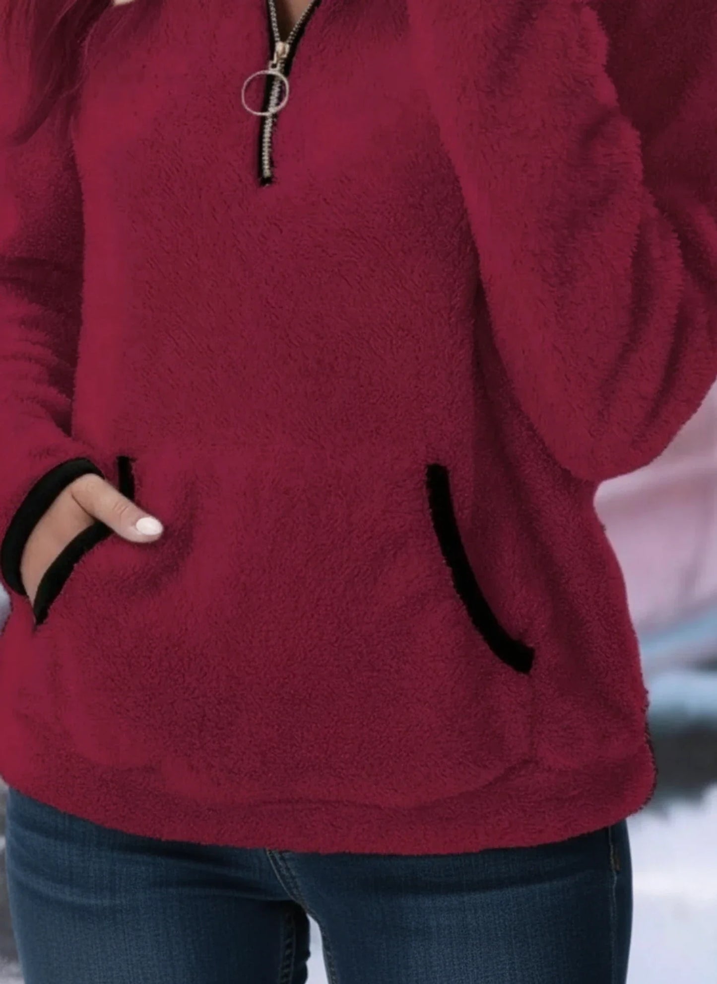 Warm Fleece Pullover Sweater for Ladies