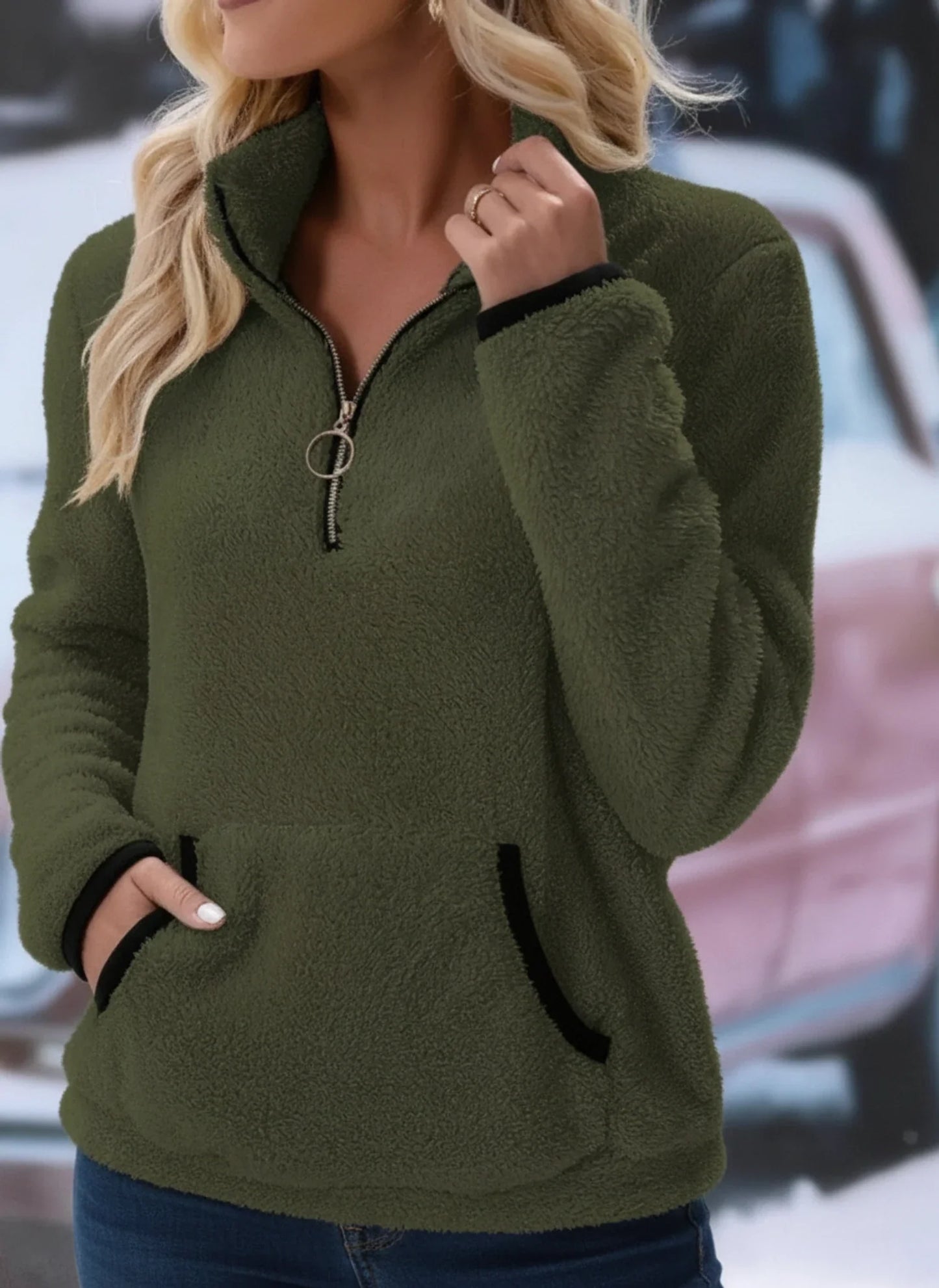 Warm Fleece Pullover Sweater for Ladies