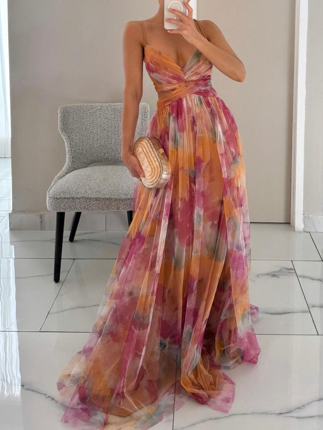 Chic Floral Strapless Summer Maxi Dress - Olytrend