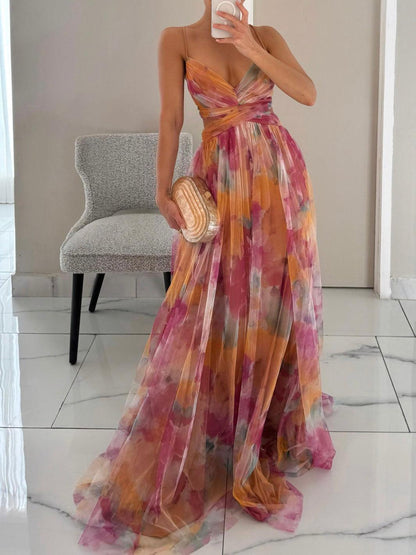 Chic Floral Strapless Summer Maxi Dress - Olytrend