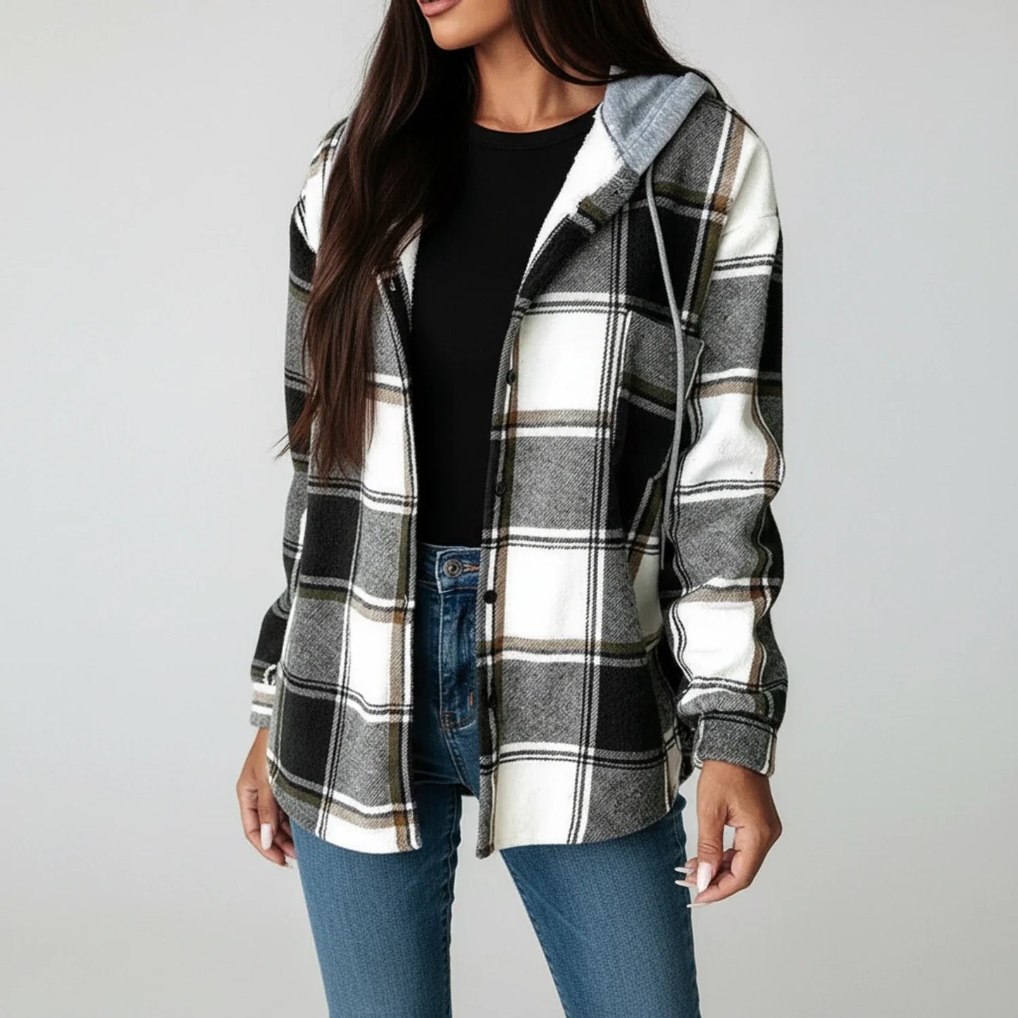 Warm Plaid Hoodie for Ladies