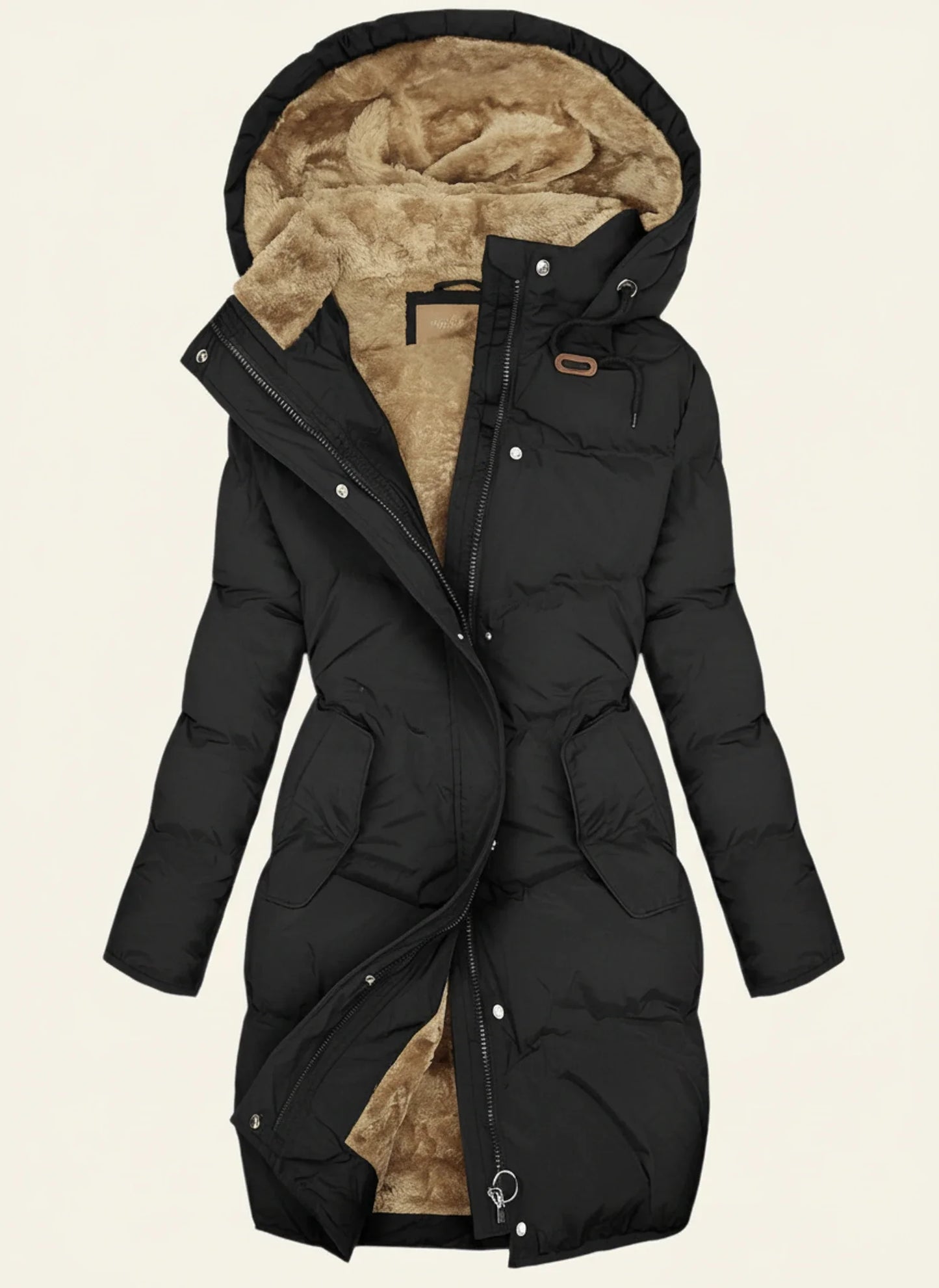 Warm Fleece Lined Parka Coat for Ladies