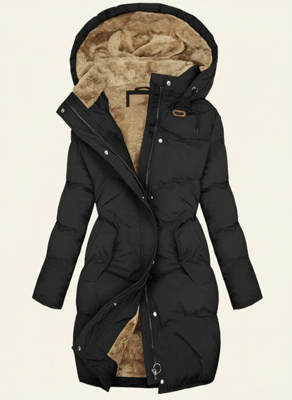 Warm Fleece Lined Parka Coat for Ladies