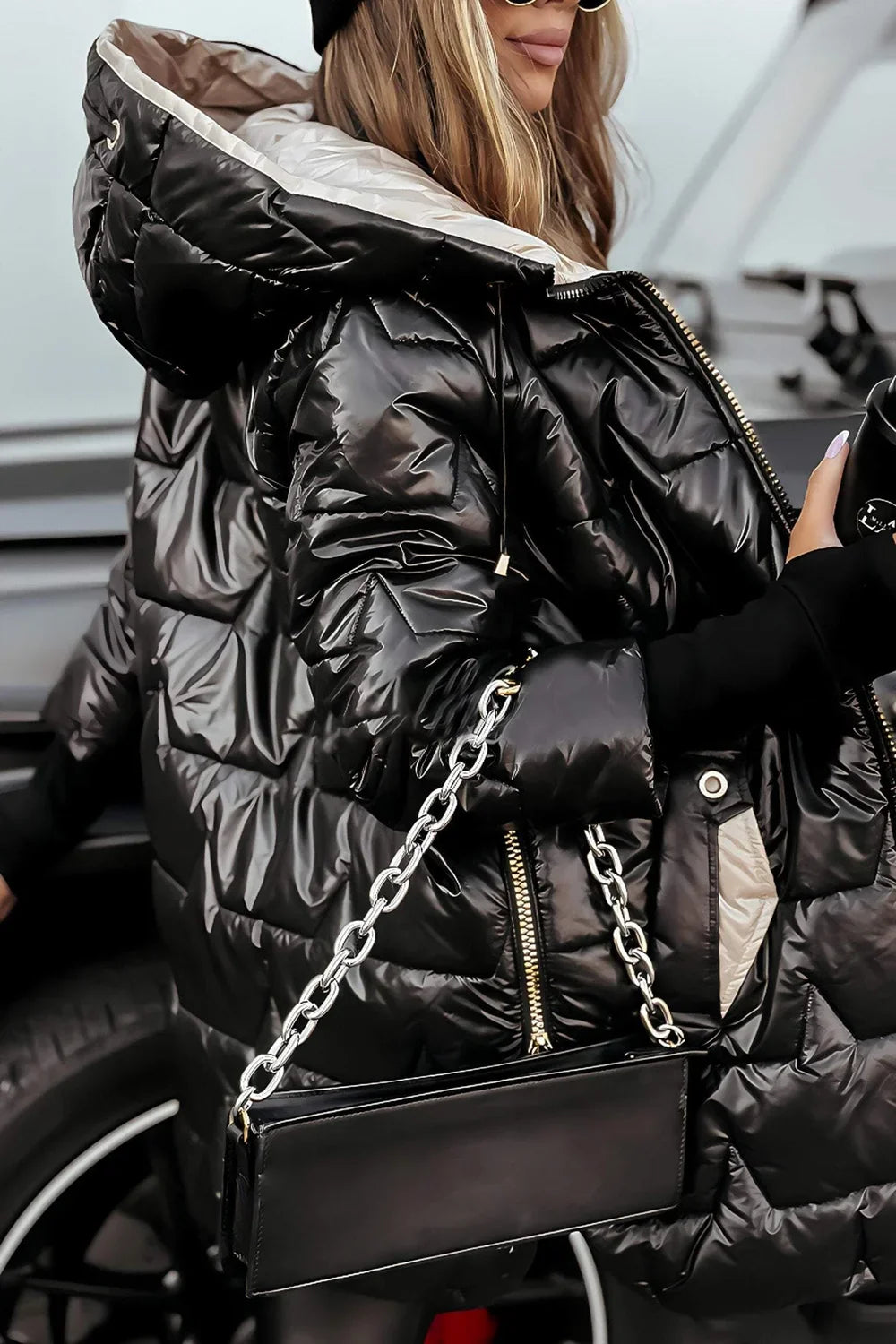 Hooded Quilted Jacket for Women AI replaced image