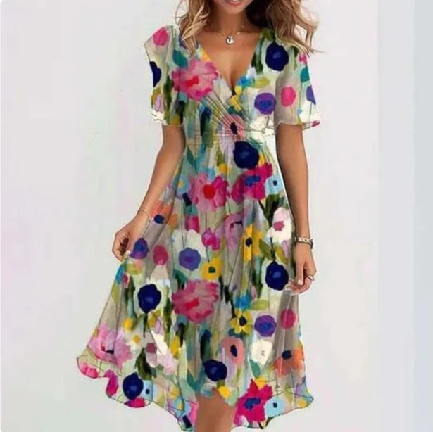Women's V-neck dress, Annegret