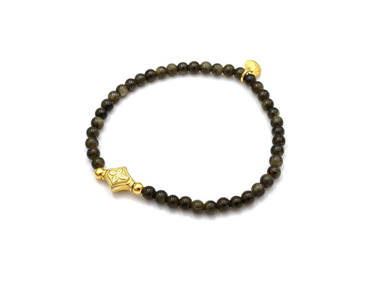 Beatrix | Women's bracelet made of obsidian with vertebrae accents