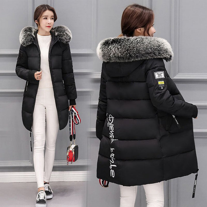 Women's premium winter coat with removable fur collar by Clus