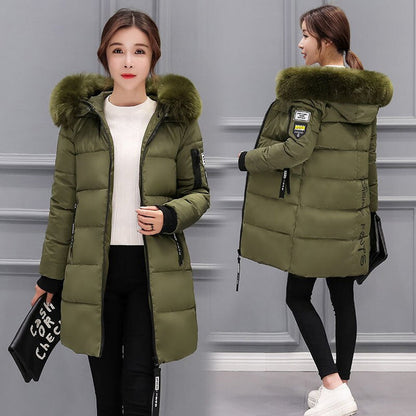 Women's premium winter coat with removable fur collar by Clus