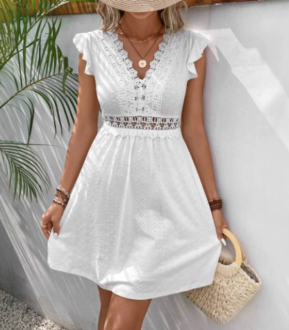 Women's Casual V-Neck Swing Dress - Olytrend
