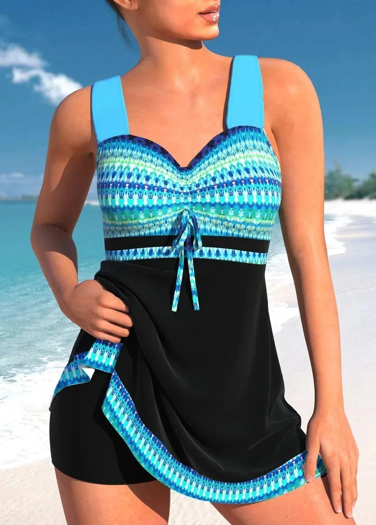 Image of Jean | Women's Ruched Tankini Swim Dress
