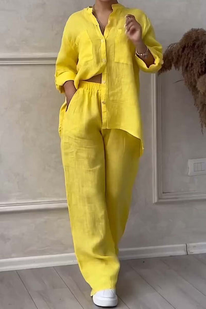 Women's linen set - airy blouse & wide pants
