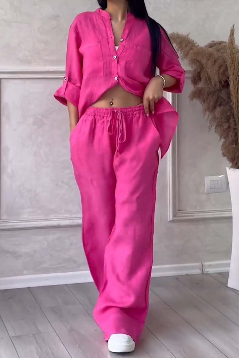 Women's linen set - airy blouse & wide pants