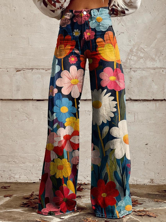 Wide-leg floral trousers: Emilia