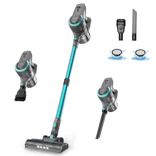 6-in-1 Cordless Stick Vacuum Cleaner - with LED Brush, 2200mAh Battery and Quiet Operation (65dB)