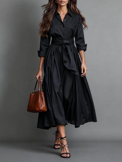 Casual Fit Ladies Long Sleeve Shirt Dress - Olytrend