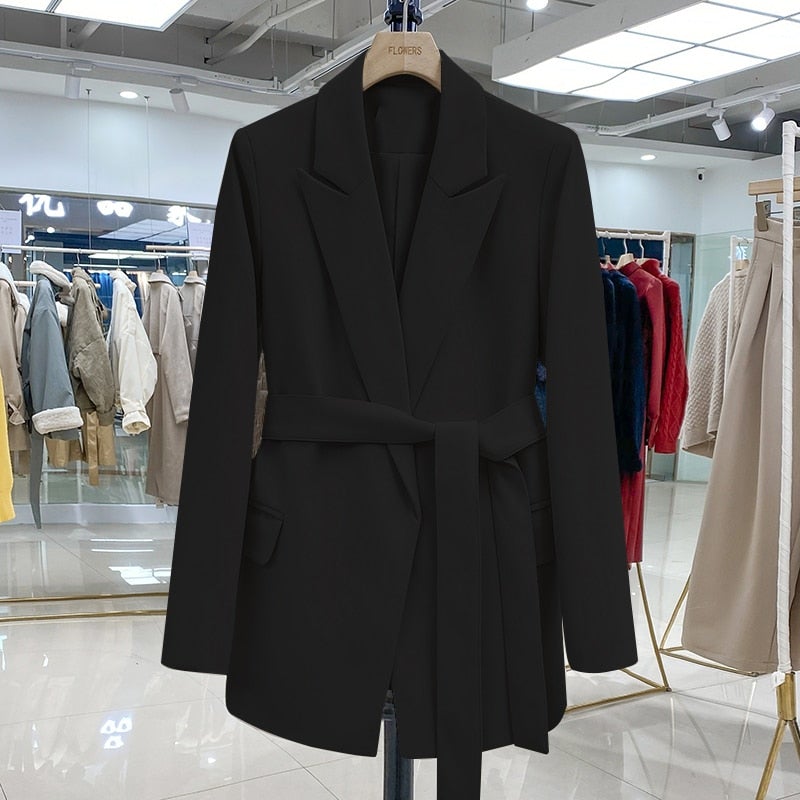 Women's blazer with belt | Long cut & structured