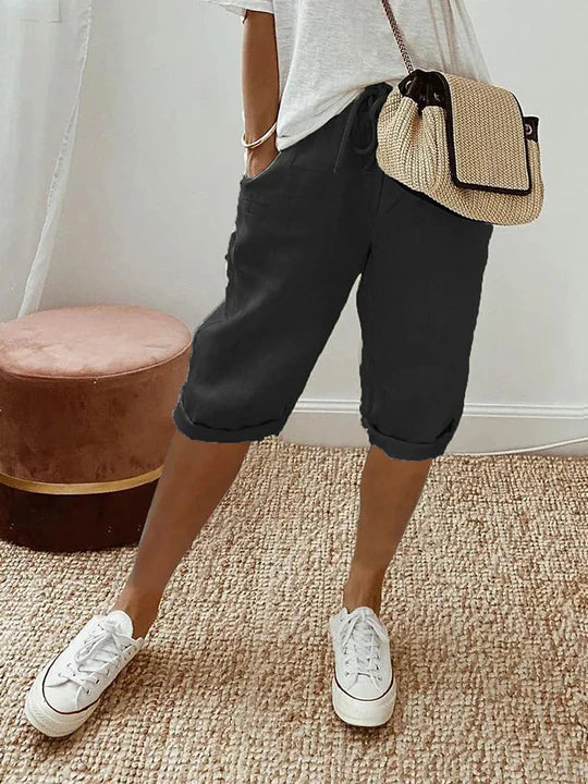 Women's cotton and linen pink shorts