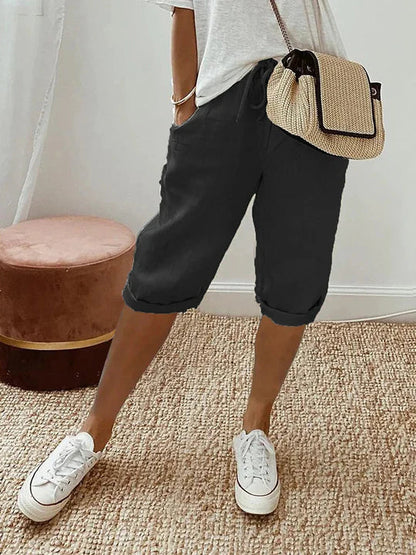 Women's cotton and linen pink shorts