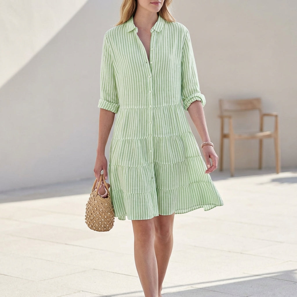 Casual Women's Blouse Style Mini Sundress - Olytrend