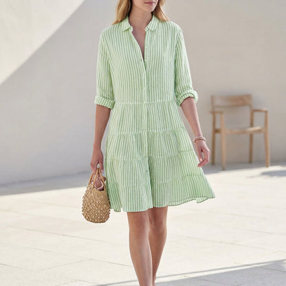 Casual Women's Blouse Style Mini Sundress - Olytrend