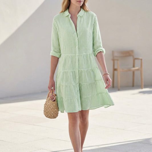Casual Women's Blouse Style Mini Sundress - Olytrend