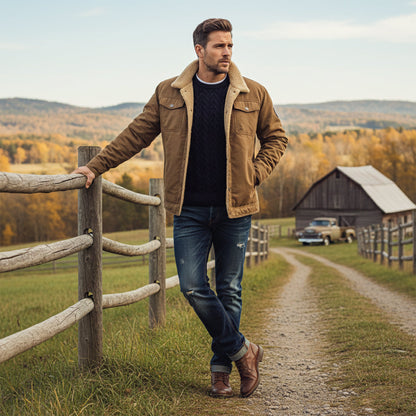 Warm Men's Fleece Lined Padded Bomber Jacket