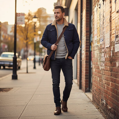 Warm Men's Fleece Lined Padded Bomber Jacket
