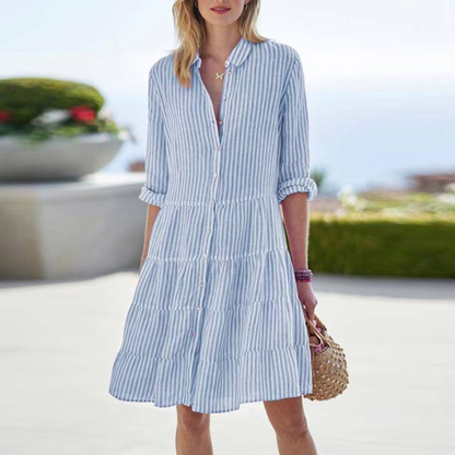 Casual Striped Fit Mini Dress for Women - Olytrend