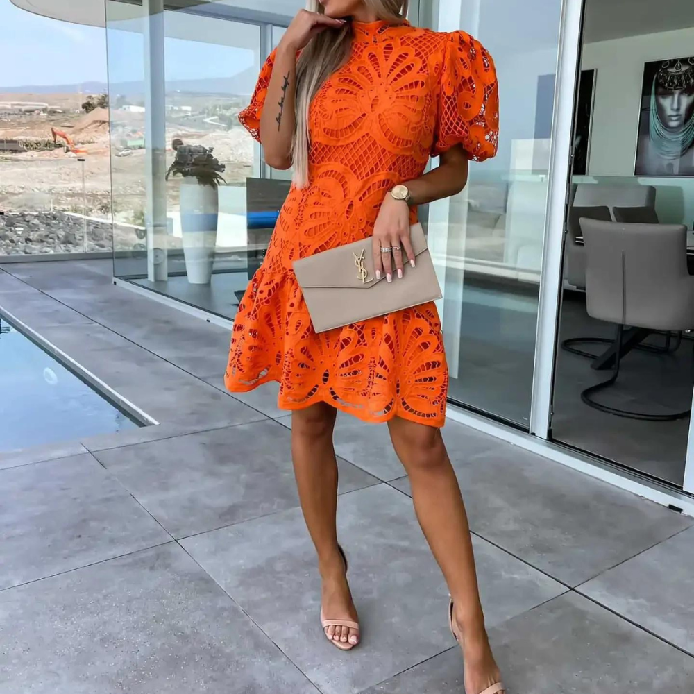 Women's Ruffle Sleeve Bodycon Mini Dress - Olytrend