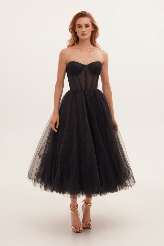 Black Bustier Dress | Tulle | Dramatic and Elegant